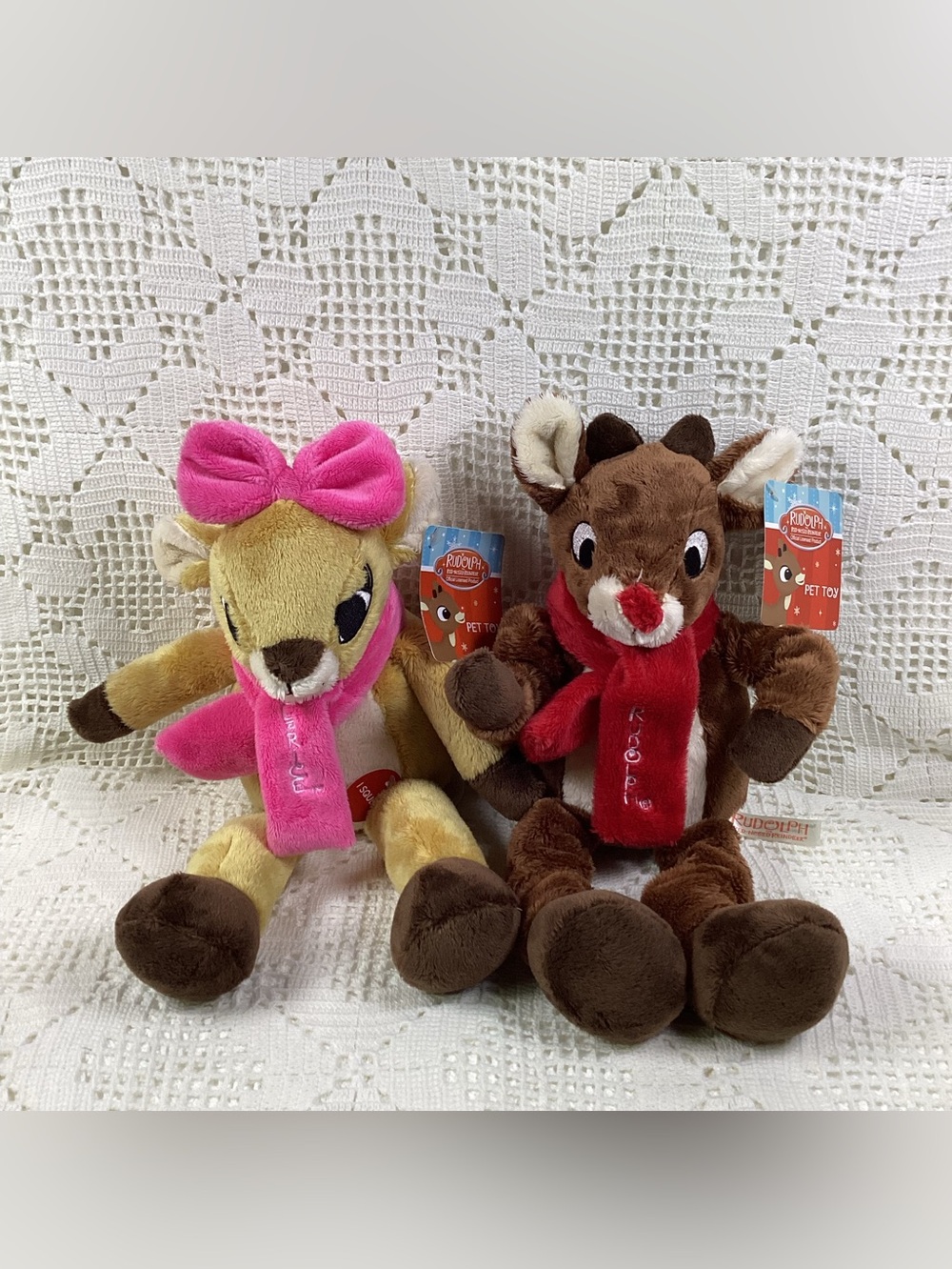 Rudolph Plush Reindeer Pet Toy bundle